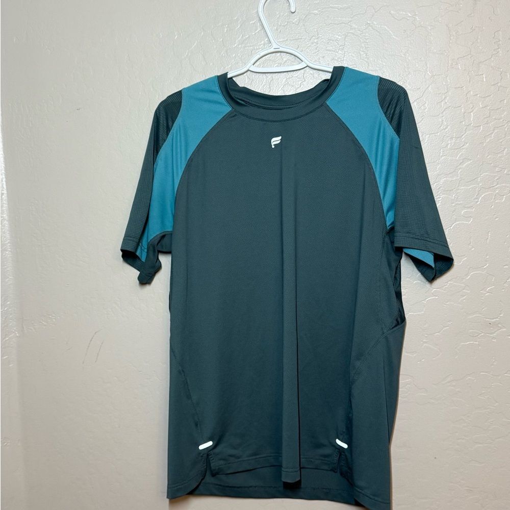 Fabletics Men's Short Sleeve Tee - Teal and Black